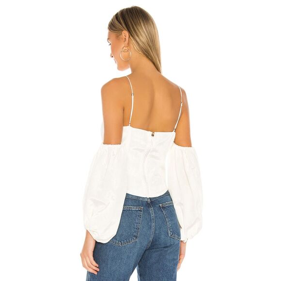 NWT For Love & Lemons Celeste Moire Top in Blanc, Size M - Picture 8 of 10